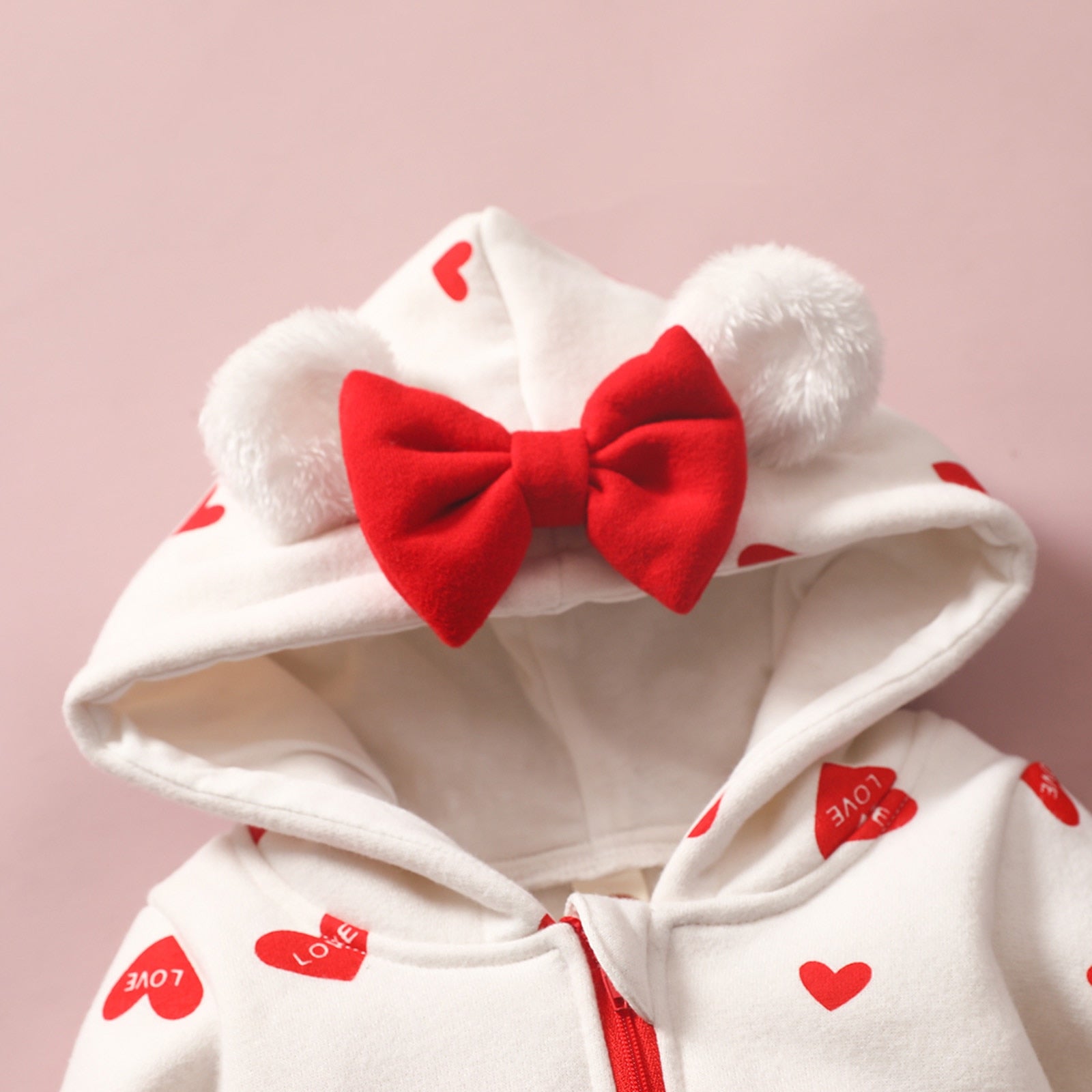 Baby Girl Cartoon Love Print Romper Long Sleeve Jumpsuit Outfits