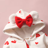 Baby Girl Cartoon Love Print Romper Long Sleeve Jumpsuit Outfits