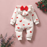 Baby Girl Cartoon Love Print Romper Long Sleeve Jumpsuit Outfits