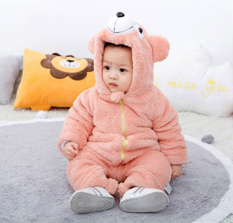 Baby Rompers Cartoon Winter Newborn Thicken Jumpsuits