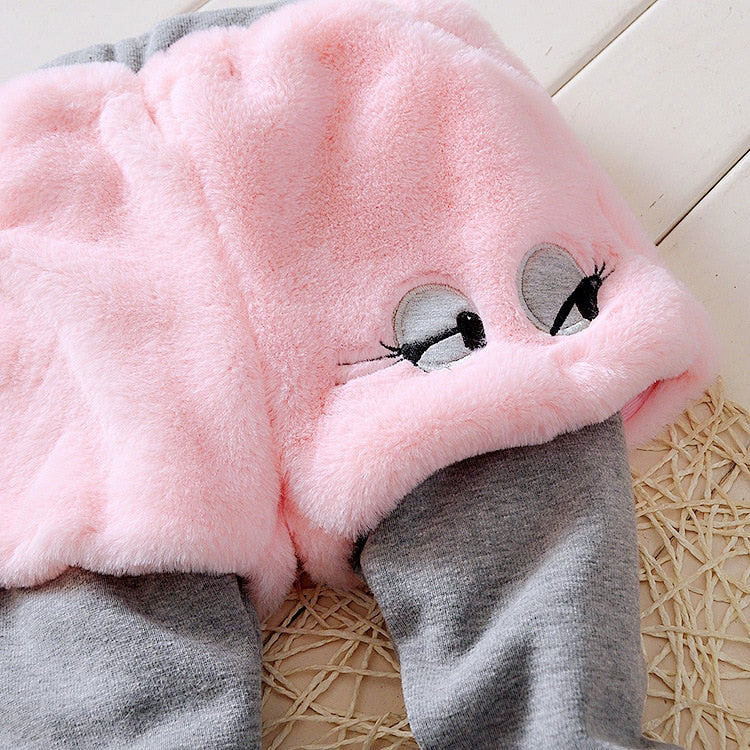 Baby Girl Autumn Winter Suit Smiley Cartoon Thickening Casual Sports 2 Pcs