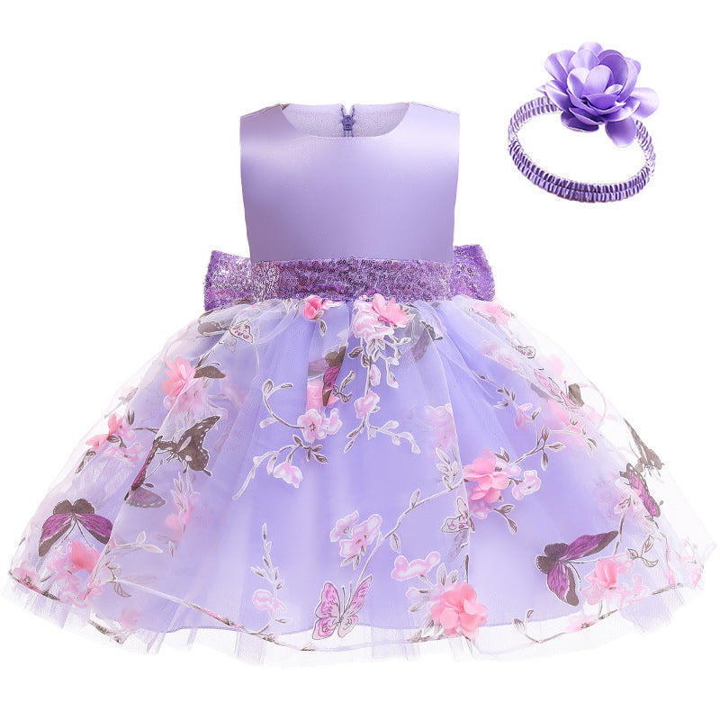 Kid Baby Girl Birthday Party Flower Big Bow Gauze Princess Dresses
