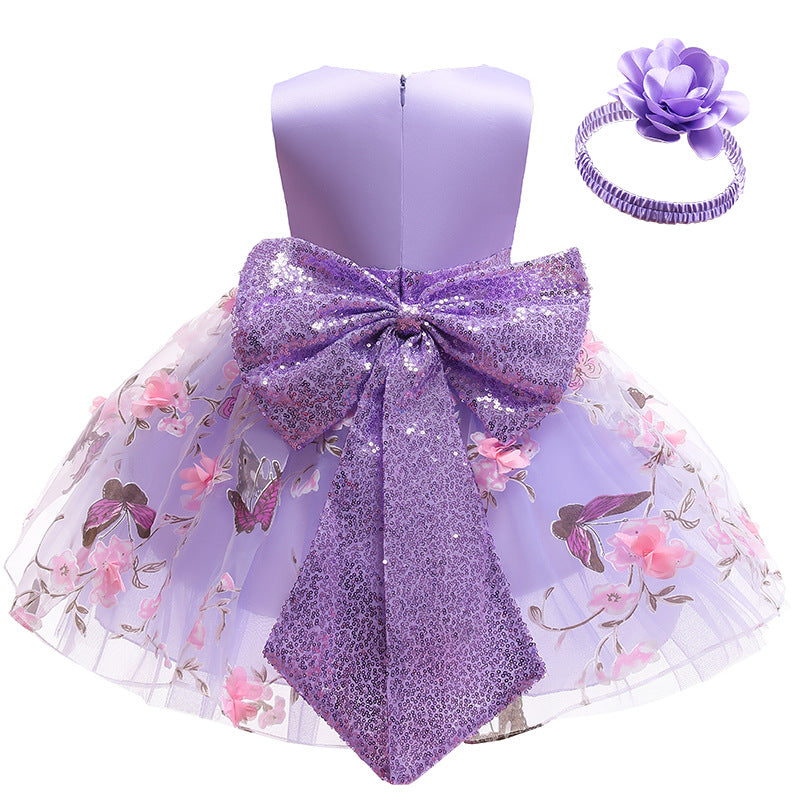 Kid Baby Girl Birthday Party Flower Big Bow Gauze Princess Dresses