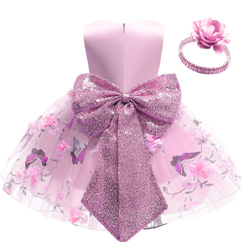 Kid Baby Girl Birthday Party Flower Big Bow Gauze Princess Dresses