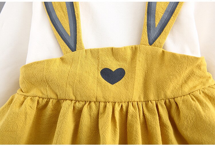 Baby Girl Dress Autumn Cotton Long Sleeve Lovely Stitching Rabbit Ears Dresses
