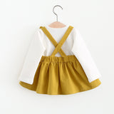 Baby Girl Dress Autumn Cotton Long Sleeve Lovely Stitching Rabbit Ears Dresses