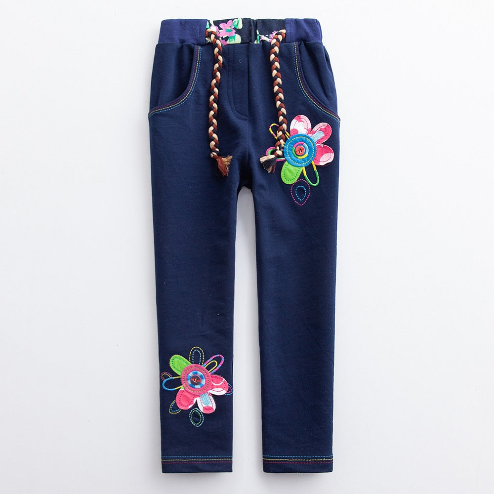 Baby Girl Pants Straight Tube Color Line with Pocket Pants 2-7 Years