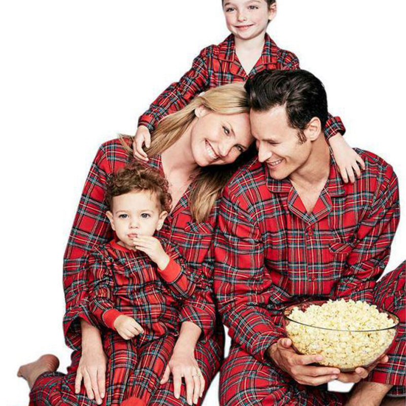 Family Matching Outfit Lattice Christmas Pajamas Sets 2 Pcs