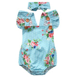 Cute Infant Baby Girls Floral Romper 2 Pcs Set