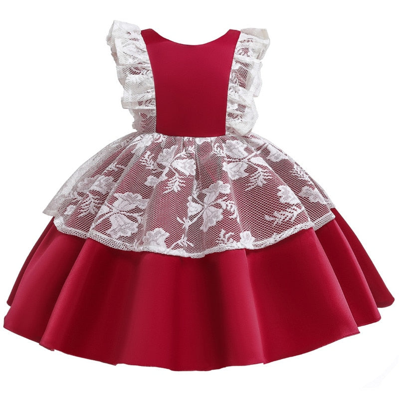 Baby Girl Flower Backless Baptism  Birthday Party Wedding Dresses 0-5T - honeylives