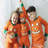 Family Matching Boy Brothers and Sisters Sets Halloween Pumpkin Pajamas 0-7Years