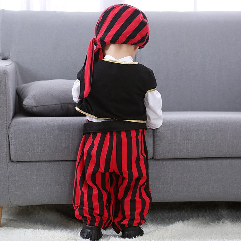 Baby Boy Captain Pirate Costume With Hats Christmas Suit 3 Pcs