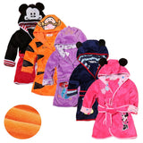 Kids Robe Flannel Bathrobe Long Sleeve Hooded Pajamas Bath Robe 1-6 Y