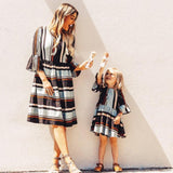 Family Matching Mother Daughter Autumn Ruffle Sleeve Loose Dress