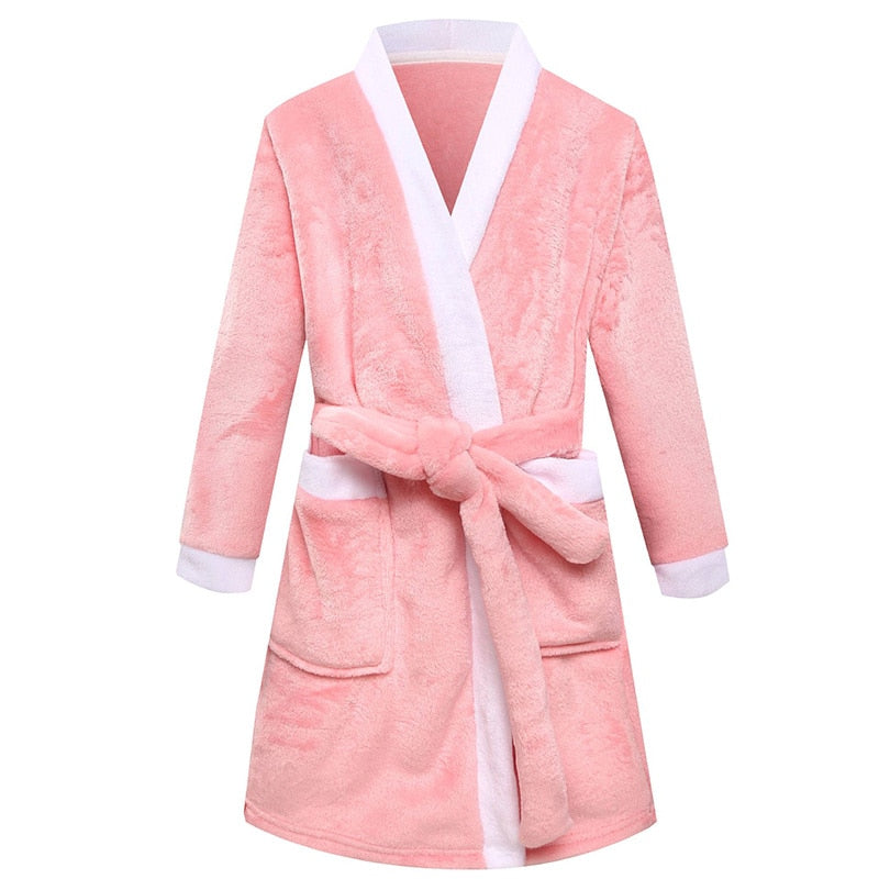 Child Bathrobe Kids Flannel Bathing Robe Sleepwear Fleece Pajamas