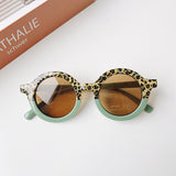 Kid Baby Cute Leopard Cartoon Bear Shape Round Sunglasses