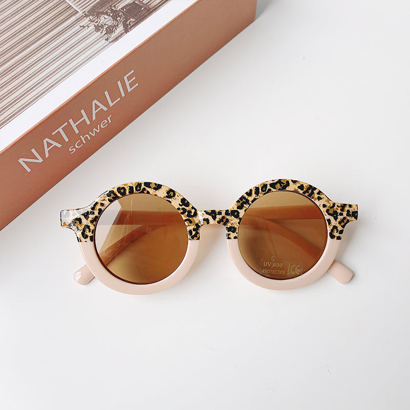 Kid Baby Cute Leopard Cartoon Bear Shape Round Sunglasses