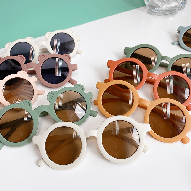 Kid Baby Cute Leopard Cartoon Bear Shape Round Sunglasses