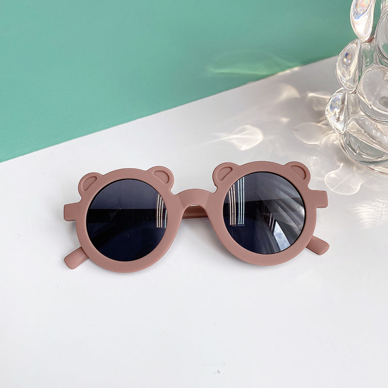 Kid Baby Cute Leopard Cartoon Bear Shape Round Sunglasses