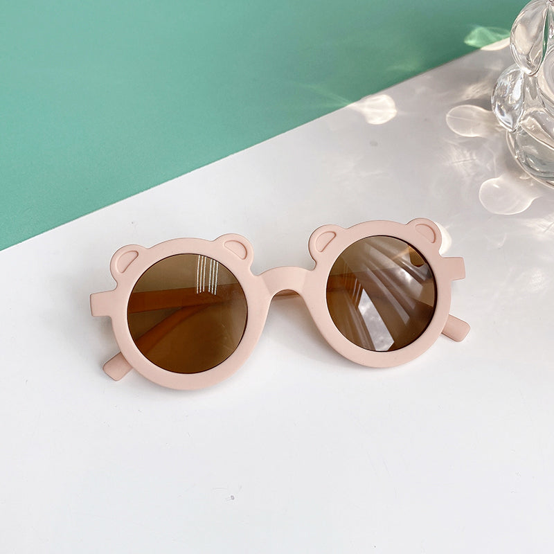Kid Baby Cute Leopard Cartoon Bear Shape Round Sunglasses