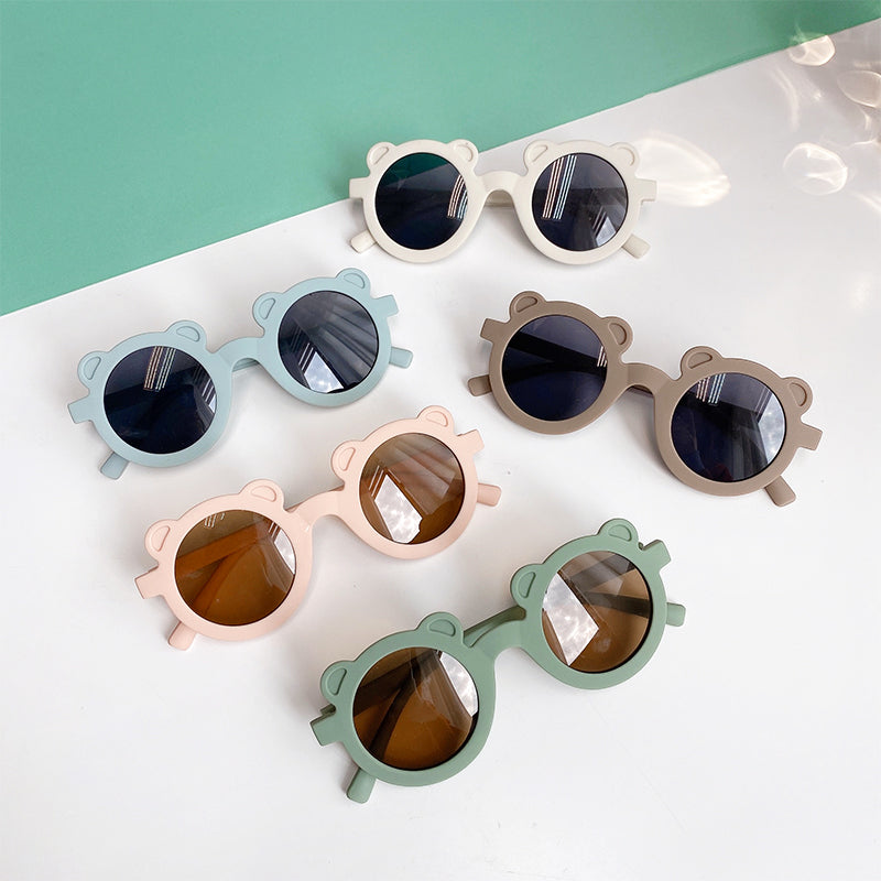 Kid Baby Cute Leopard Cartoon Bear Shape Round Sunglasses