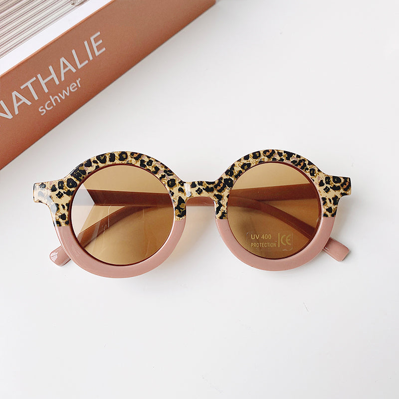 Kid Baby Cute Leopard Cartoon Bear Shape Round Sunglasses