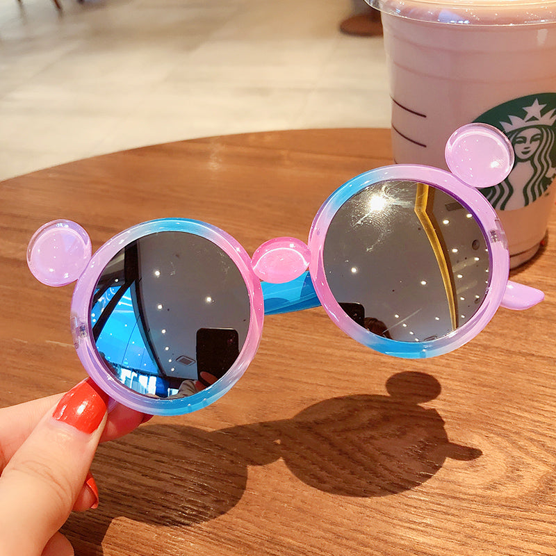 Kid Baby Cute Cartoon Bear Flower Round UV400 Sunglasses