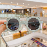 Kid Baby Cute Cartoon Bear Flower Round UV400 Sunglasses