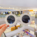 Kid Baby Cute Cartoon Bear Flower Round UV400 Sunglasses