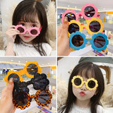 Kid Baby Cute Cartoon Bear Flower Round UV400 Sunglasses