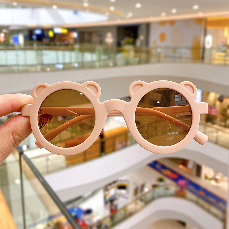 Kid Baby Cute Cartoon Bear Flower Round UV400 Sunglasses