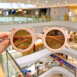 Kid Baby Cute Cartoon Bear Flower Round UV400 Sunglasses