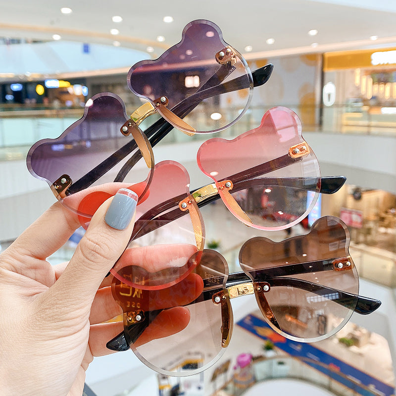 Kid Baby Cute Cartoon Bear Flower Round UV400 Sunglasses