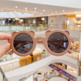 Kid Baby Cute Cartoon Bear Flower Round UV400 Sunglasses