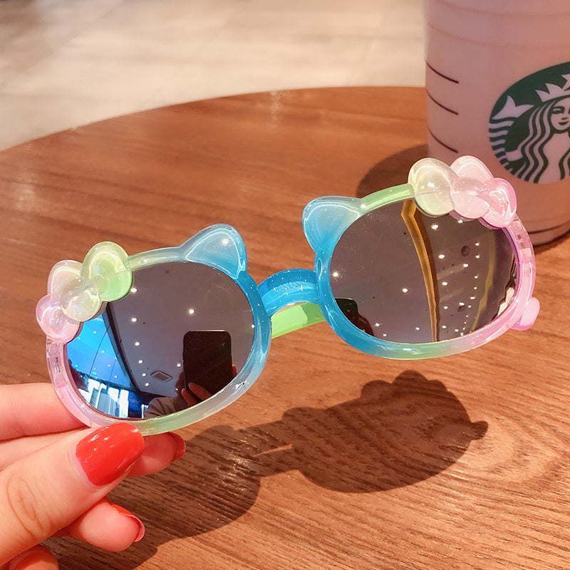 Kid Baby Cute Cartoon Bear Flower Round UV400 Sunglasses
