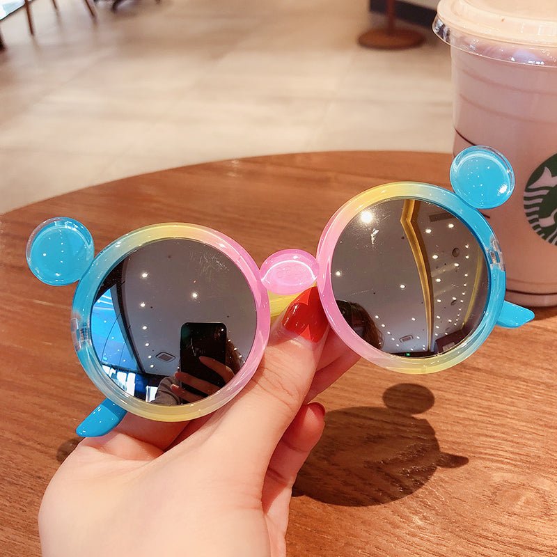 Kid Baby Cute Cartoon Bear Flower Round UV400 Sunglasses