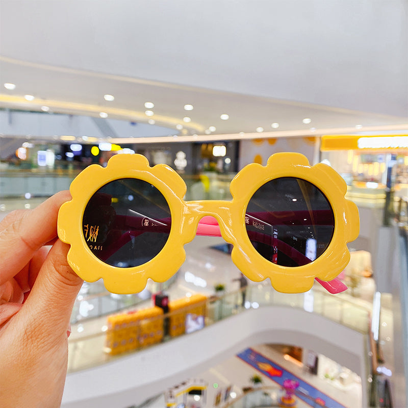 Kid Baby Cute Cartoon Bear Flower Round UV400 Sunglasses