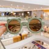 Kid Baby Cute Cartoon Bear Flower Round UV400 Sunglasses