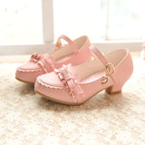 Girls Sandals Fashion Lace Butterfly Knot Female Child High Heels Shoes