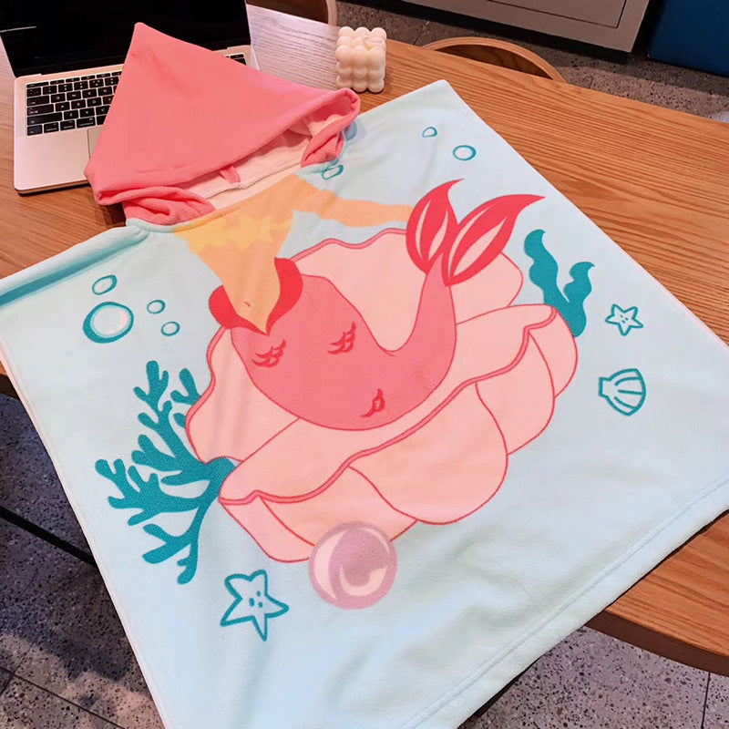 Kid Baby Hooded Cloak Beach Bath Towel Robes Cloak Microfiber Pajamas