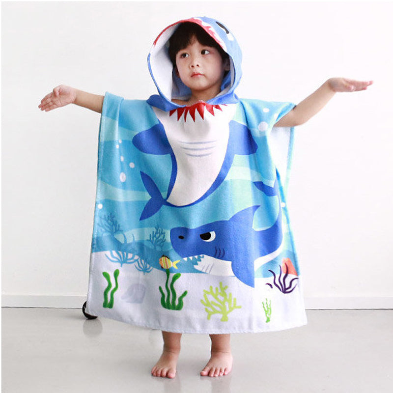 Kid Baby Hooded Cloak Beach Bath Towel Robes Cloak Microfiber Pajamas