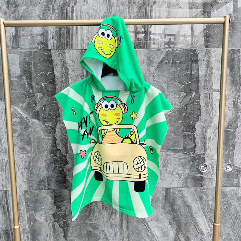 Kid Baby Hooded Cloak Beach Bath Towel Robes Cloak Microfiber Pajamas