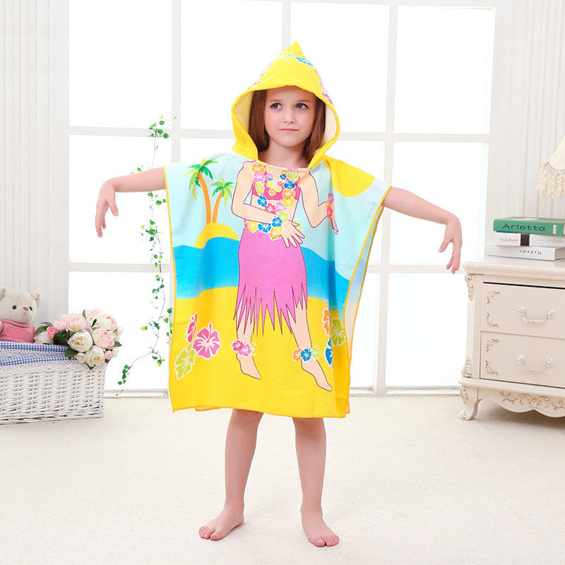Kid Baby Hooded Cloak Beach Bath Towel Robes Cloak Microfiber Pajamas