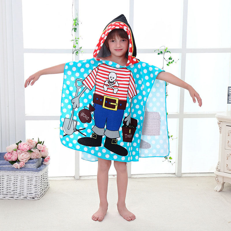 Kid Baby Hooded Cloak Beach Bath Towel Robes Cloak Microfiber Pajamas
