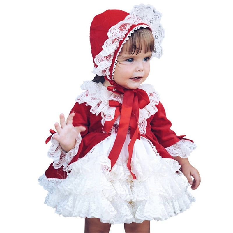 Spanish Girl Princess Tutu Dress Lolita Christmas Birthday Costume 1-6 Years