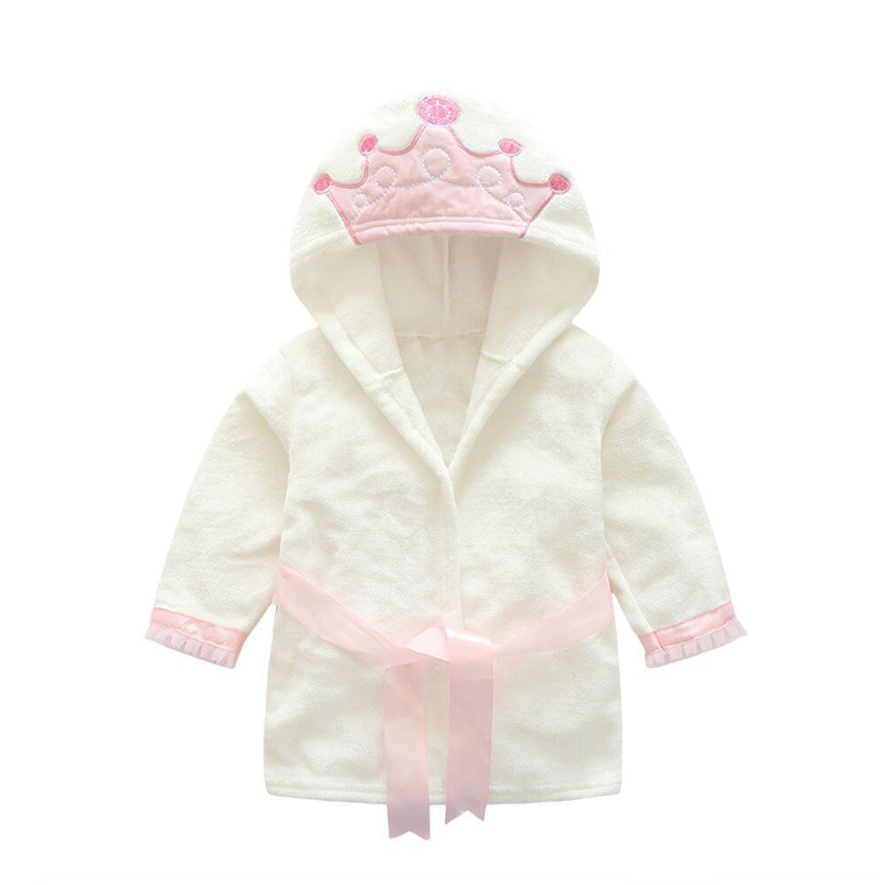 Baby Boys Girls Sleepwear Hooded Bath Robes Flannel Bathrobe Pajamas - honeylives