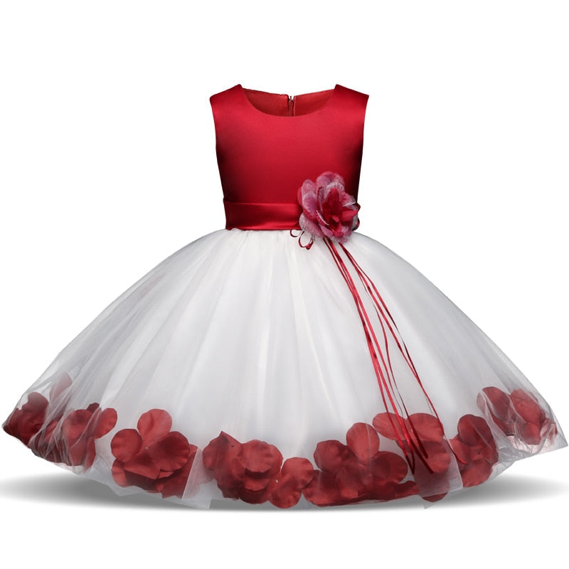 Kids Girl Dress Birthday Party Dress with Flowers Princess Ball Gown - honeylives