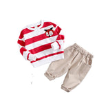 Kids Girls Boys Clothing Spring Autumn  Striped Suit 2 Pcs Set