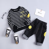 Kids Girls Boys Clothing Spring Autumn  Striped Suit 2 Pcs Set