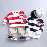 Kids Girls Boys Clothing Spring Autumn  Striped Suit 2 Pcs Set